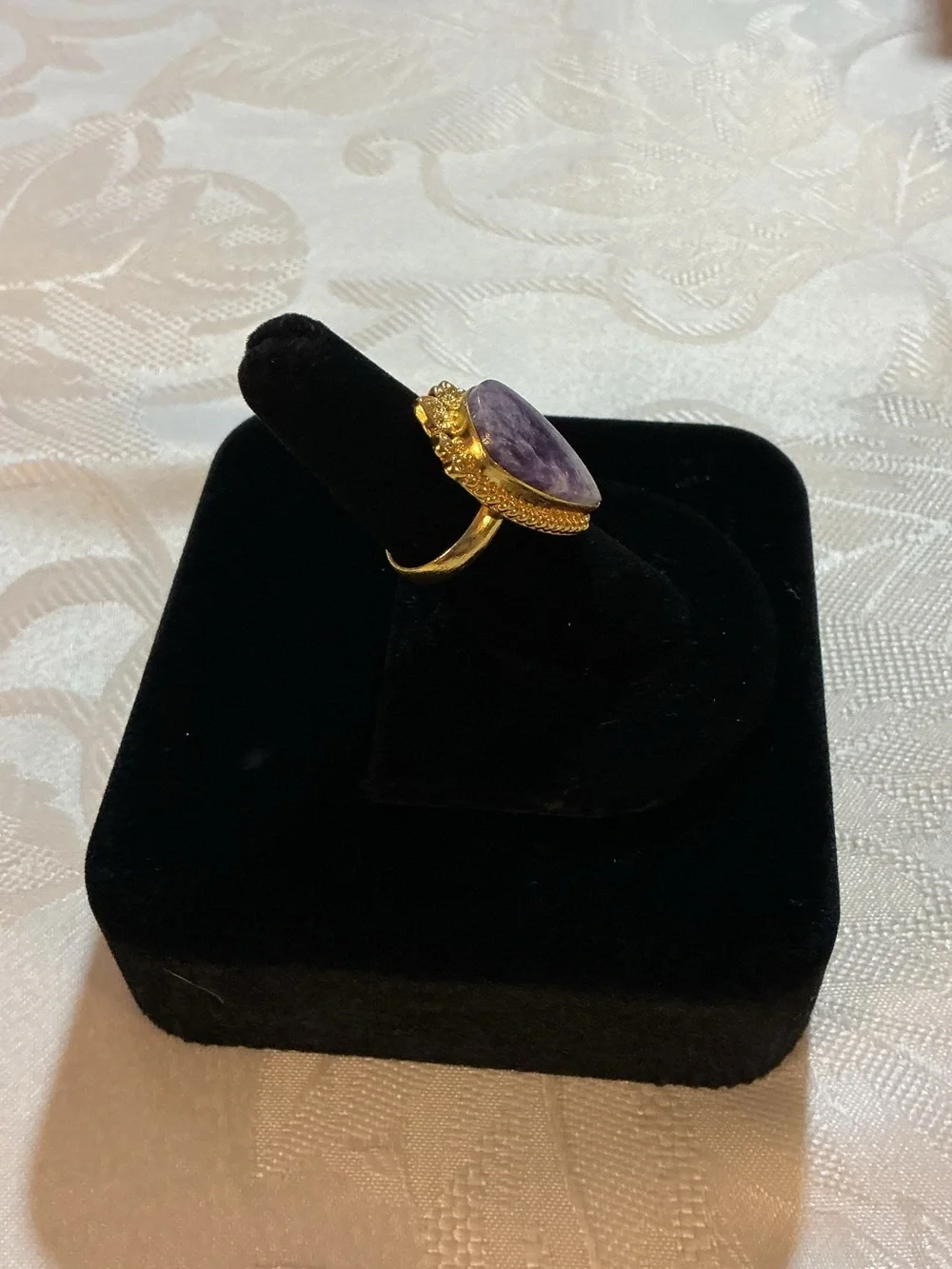 Amethyst Gold Tone Ring adorn your